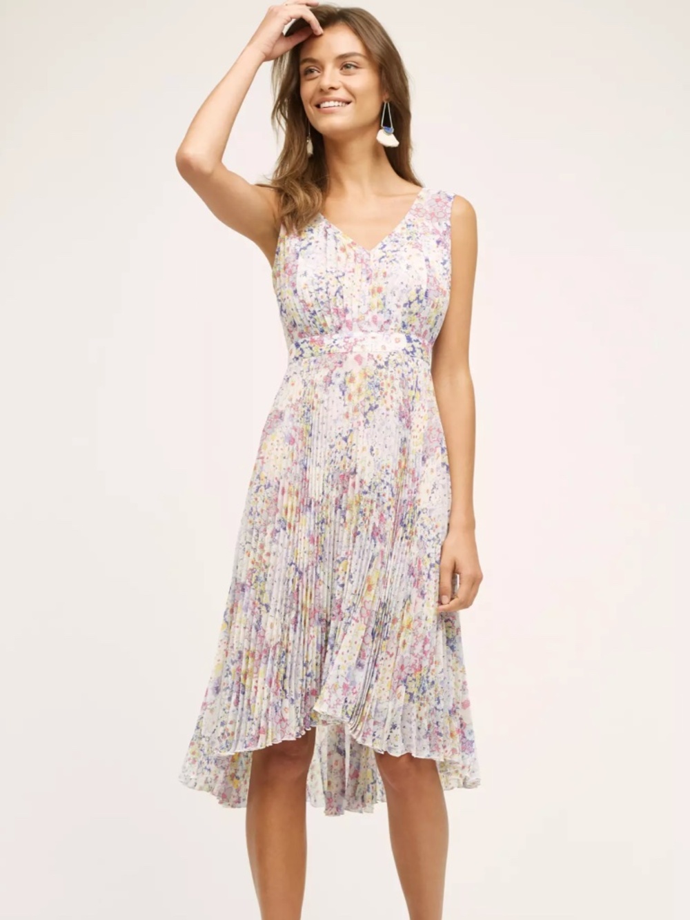 Plenty By Tracy Reese Purple Motif Evanthe Floral Asymmetric Hem Dress Size 8